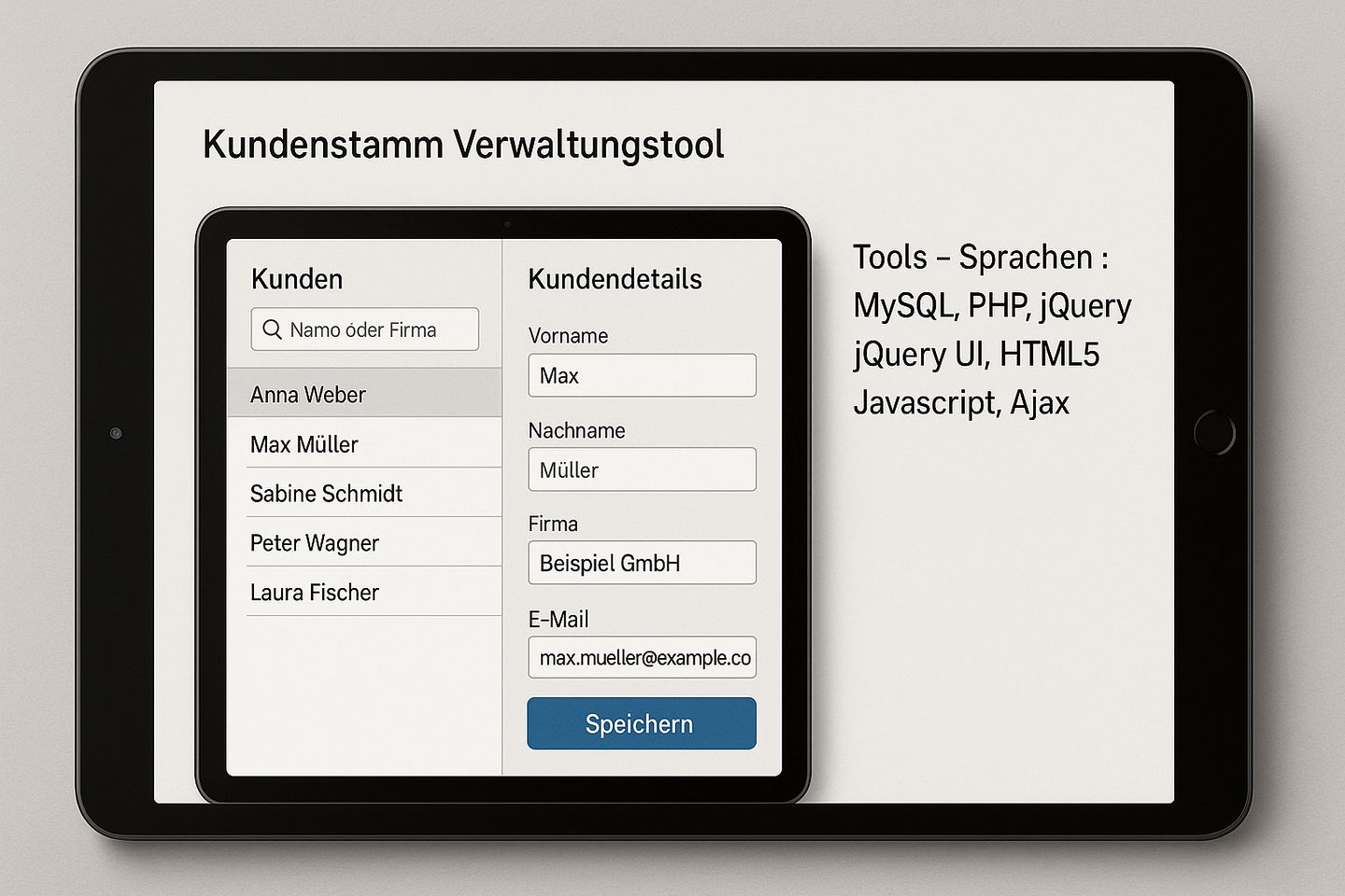 Kundenstamm Verwaltungstool iPad