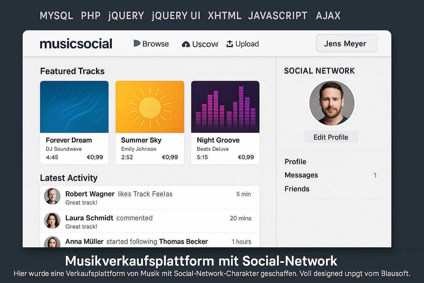 Musikverkaufsplattform mit Social-Network
