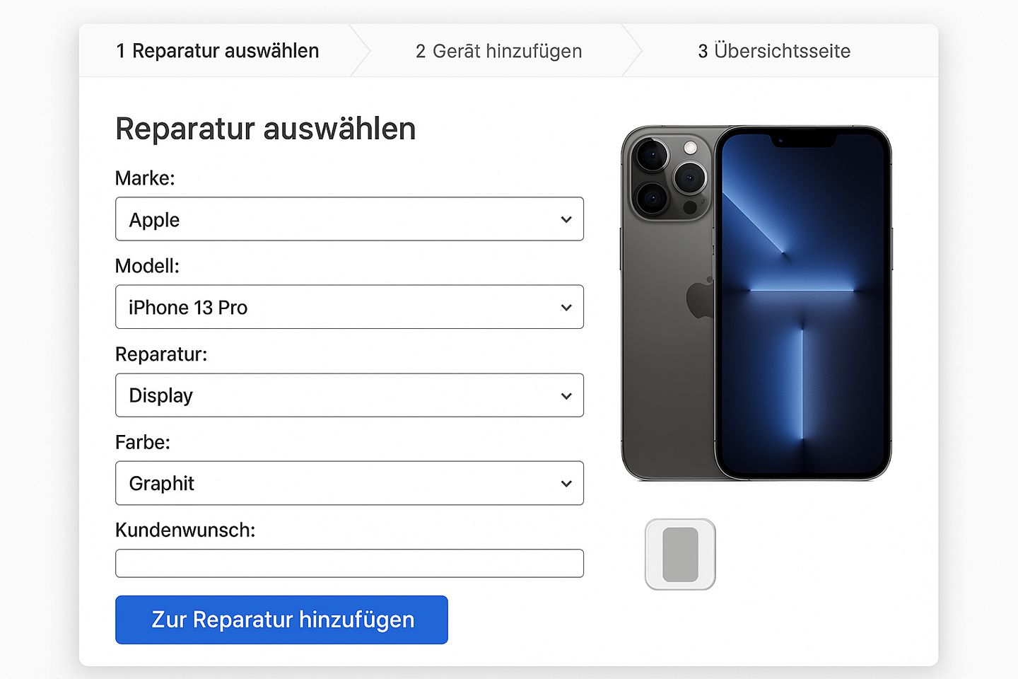Reparaturkonfigurator Smartphones